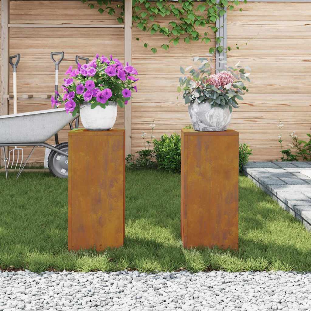 Supports de Plante Extérieur Pilier 2 pcs 24x24x55 cm Acier Corten