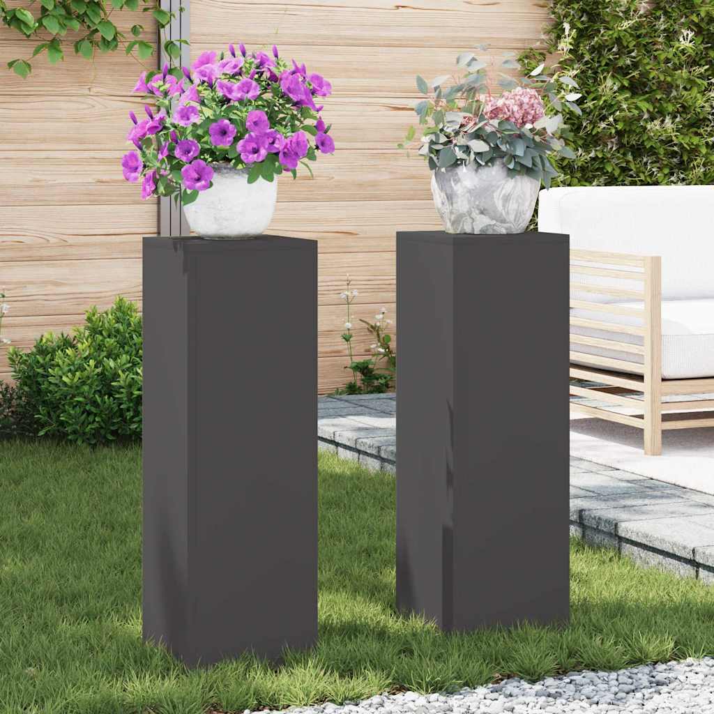Supports de Plantes d'Extérieur Pilier 2 pcs Noir 24x24x75 cm Acier