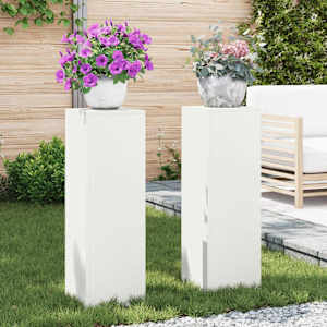 Stojalo za rastline 2 pcs Bela 24 x 24 x 75 cm Jeklo
