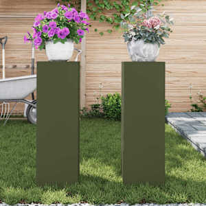 Stojan na rostliny 2 pcs Olivově zelená 24 x 24 x 75 cm Ocel - obrázek 4