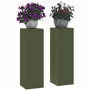 Stojan na rostliny 2 pcs Olivově zelená 24 x 24 x 75 cm Ocel - obrázek 3