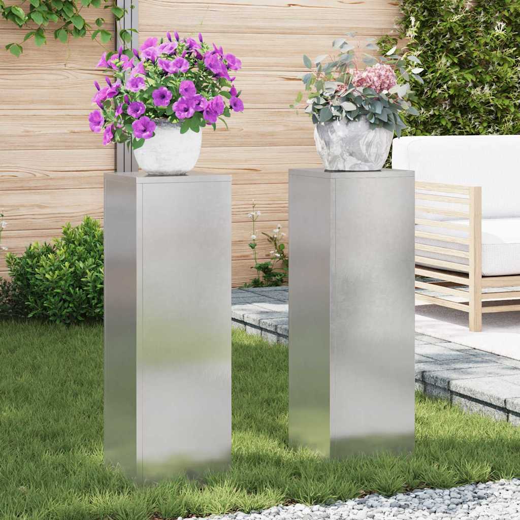 Supports de plantes d'extérieur vidaXL Pilier 2 pcs 24x24x75 cm Acier inoxydable
