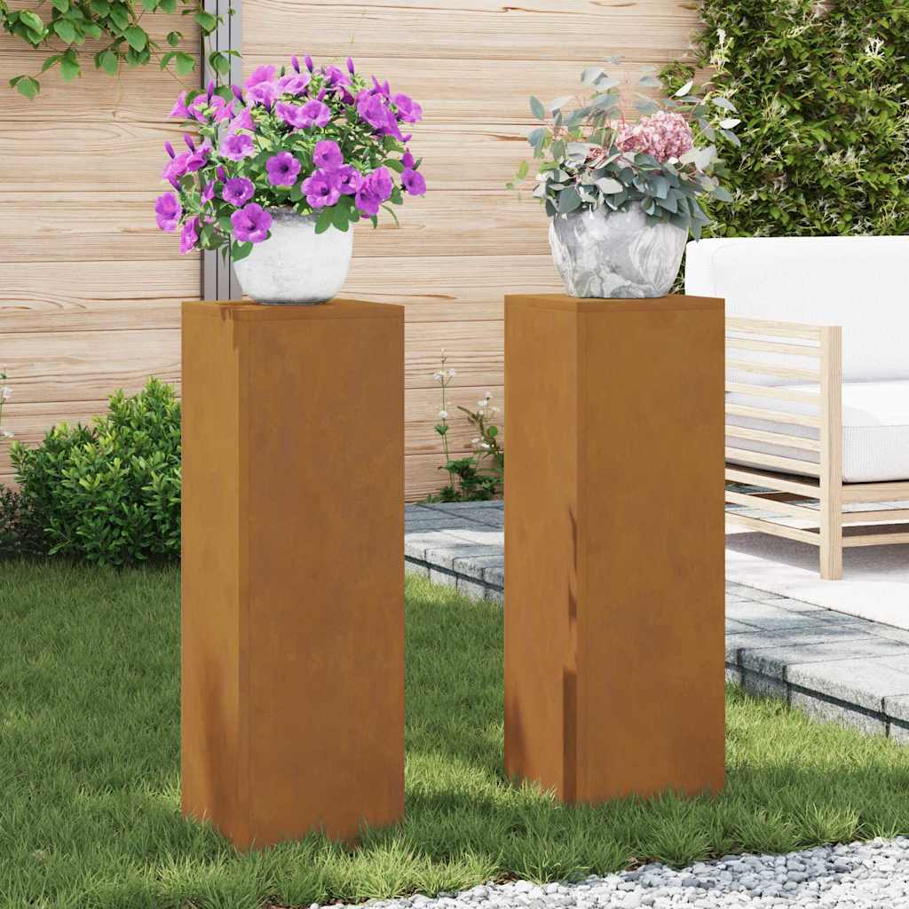 Supports de plantes d'extérieur Colonne 2 pcs 24x24x75 cm Acier patiné