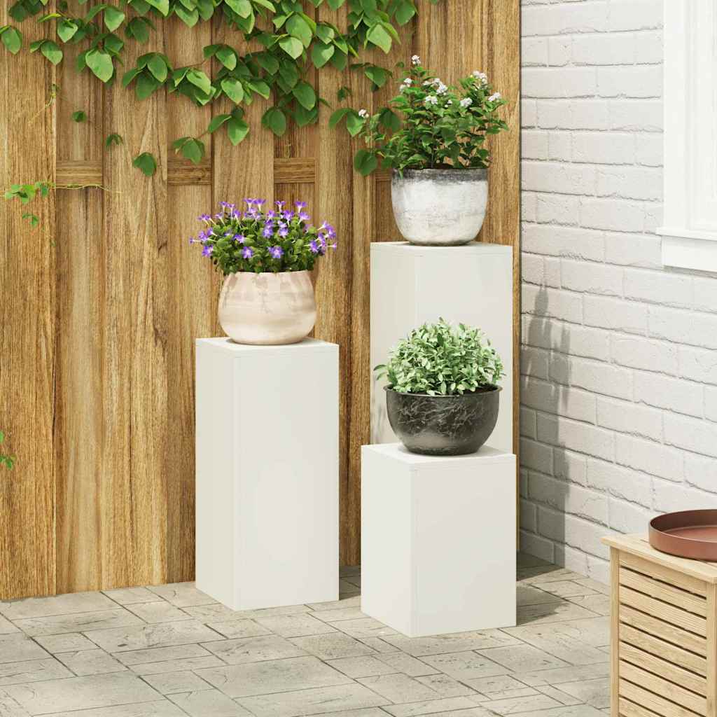 Supports de plantes d'extérieur Pillar 3 pcs Acier blanc