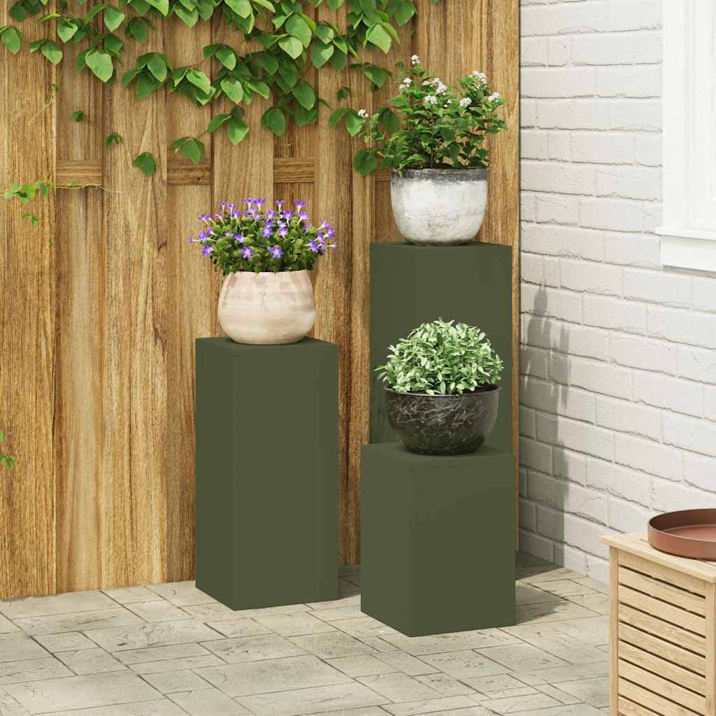 Supports de Plante d'Extérieur Pilier 3 pcs Acier Vert Olive