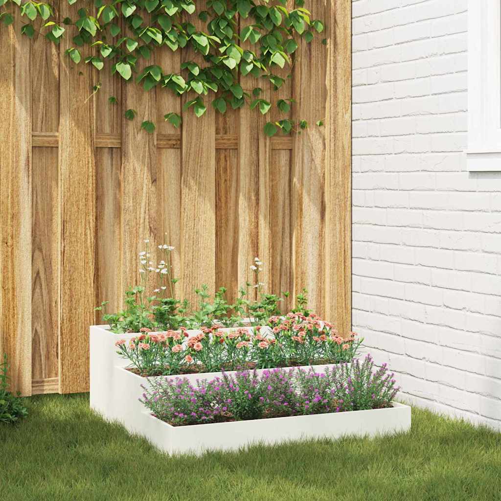 Aedade istutuskarp 3-tasandiline 90x90x35 cm Valge Teras