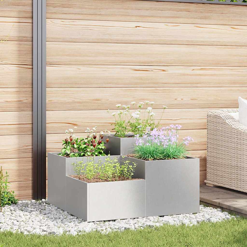 vidaXL Gartenpflanzer 100 x 100 x 48 cm aus Edelstahl