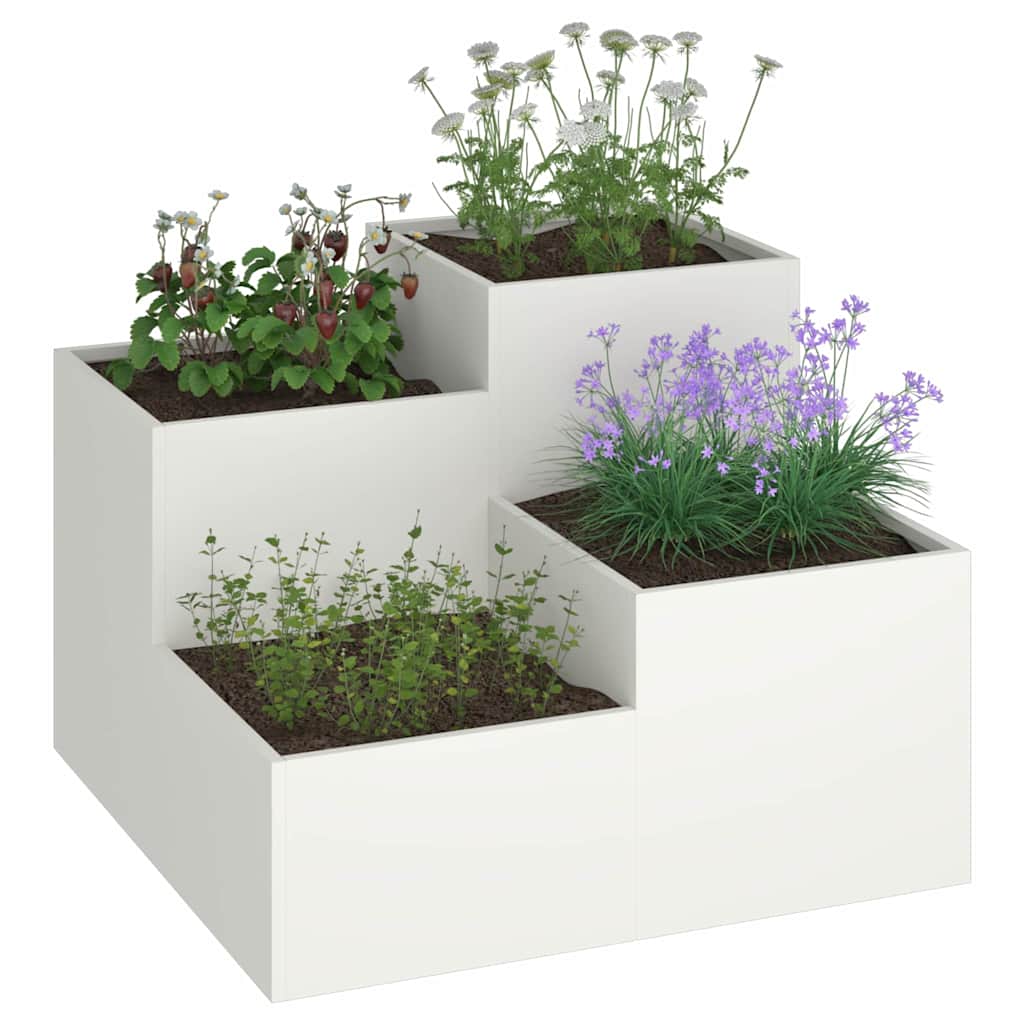 Thumbnail - vidaXL Gartenblumentopf Weiß 80 x 80 x 60 cm Stahl