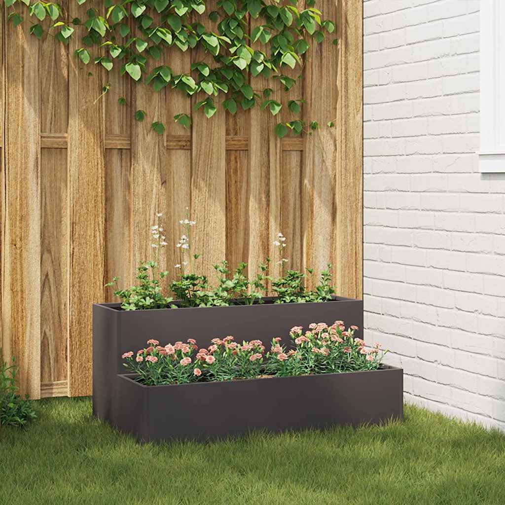 Aia Istutuskast 2-kihiline 100x60x45 cm Must Teras