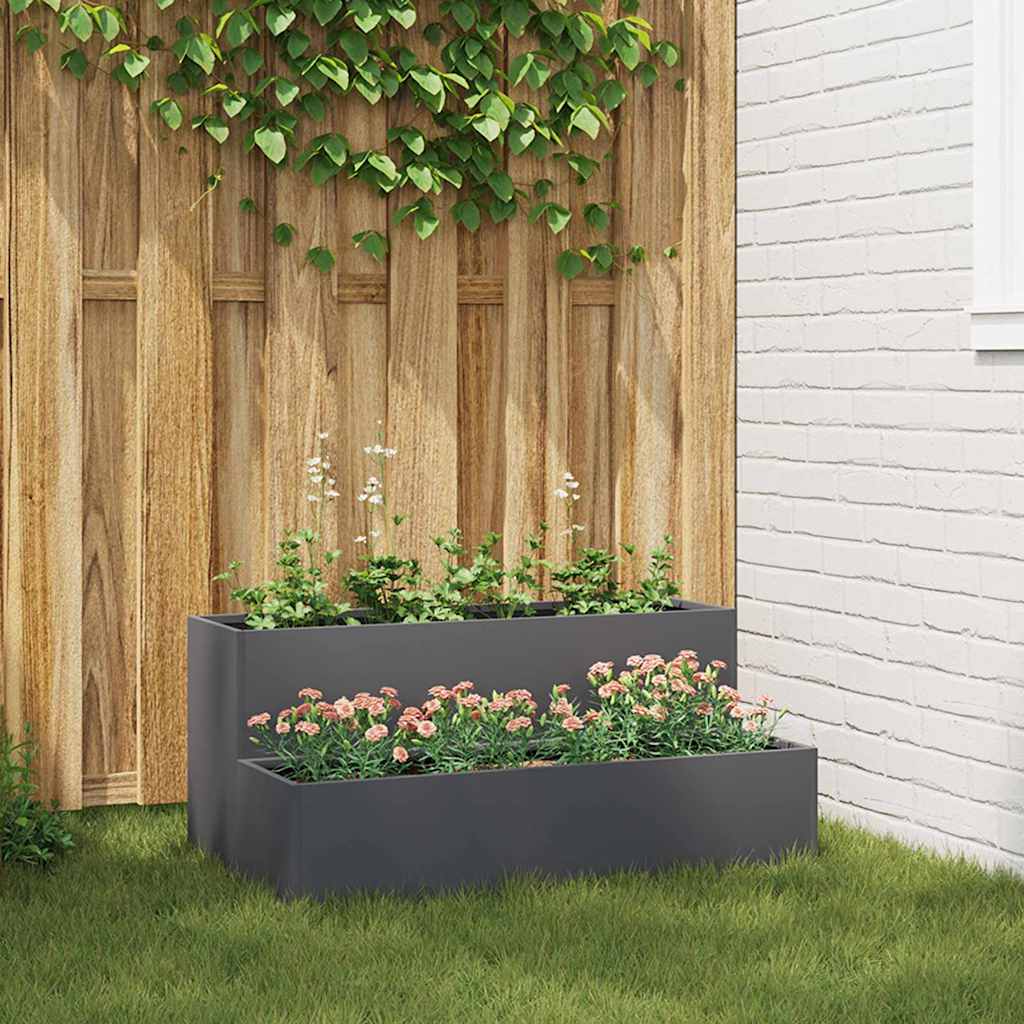 Haveplanter 2-etager 100x60x45 cm Antracit Stål
