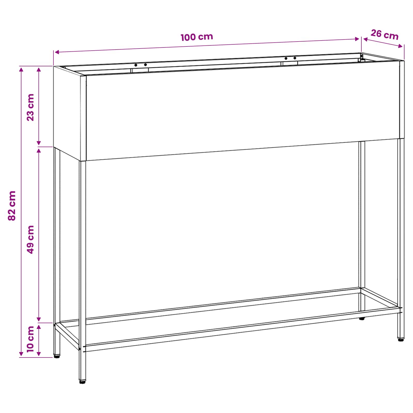 Povišano vrtnarsko korito Črna 100 x 26 x 82 cm Jeklo - slika 12