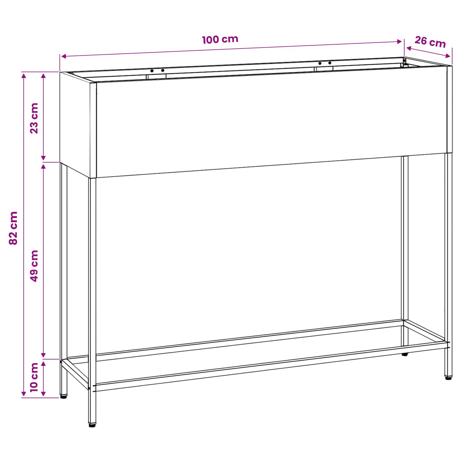 Povišano vrtnarsko korito Bela 100 x 26 x 82 cm Jeklo - slika 12
