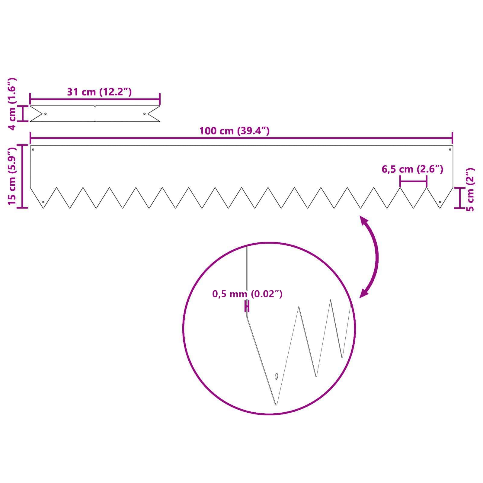 Robovi trave 20 pcs Antracit 100 x 0,05 x 20 cm Medenina - slika 7
