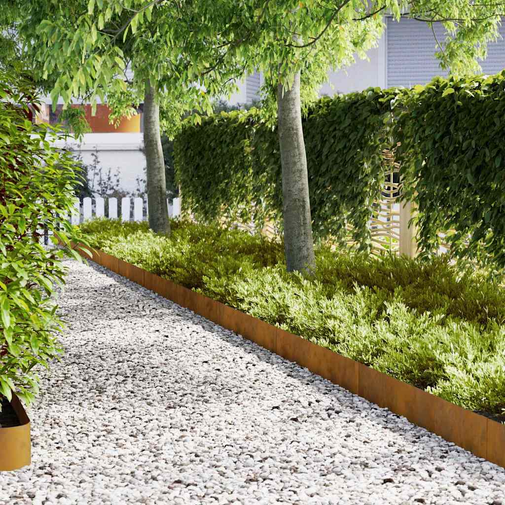 Lawn Edgings 20 pcs Brown 100 x 0.5 x 20 cm Weathering Steel