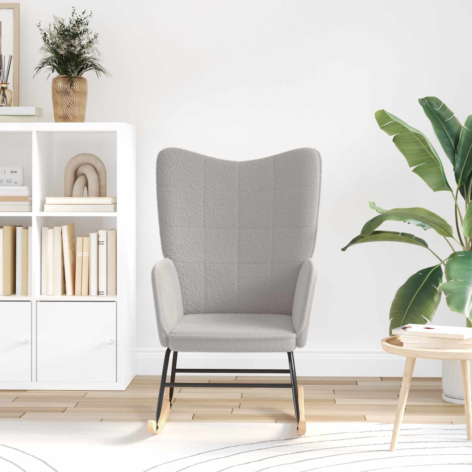 Thumbnail - vidaXL Schaukelstuhl Hellgrau Sherpa-Stoff