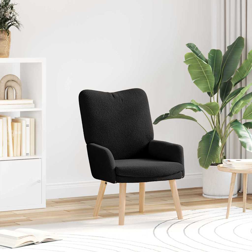 Relaxsessel Schwarz Wollähnlicher Stoff