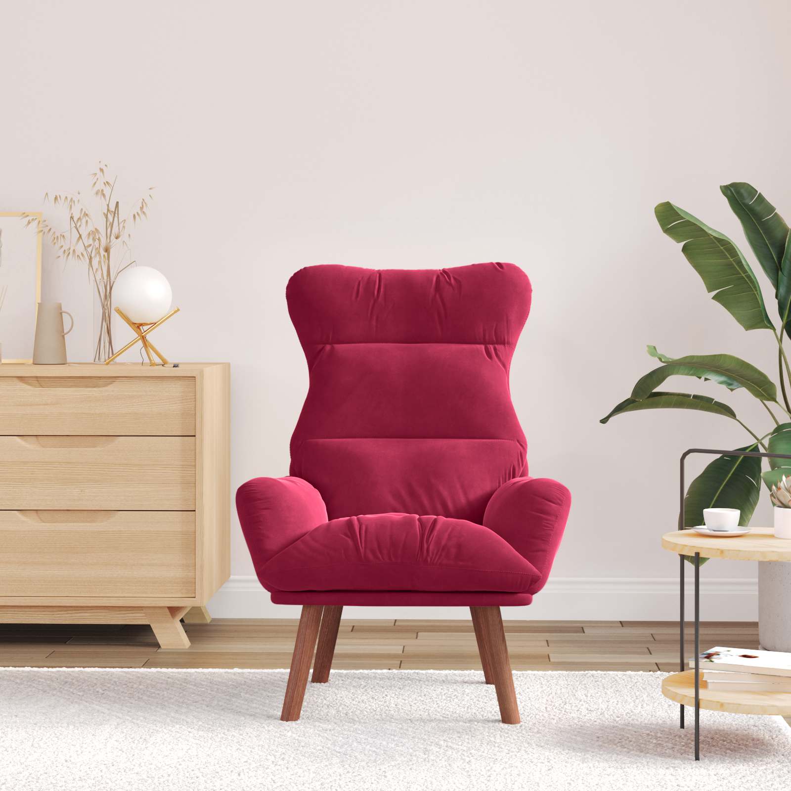 atpūtas krēsls Vīna sarkans 69 x 74 x 93 cm Samts