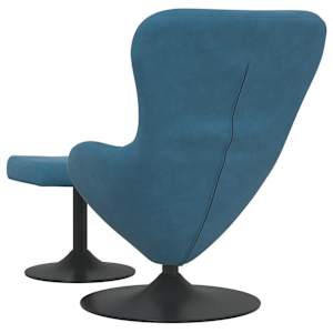 Vajíčková židle s podnožkou with Footstool Modrá samet - obrázek 6
