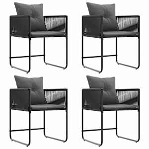 Židle s polštářem 4 pcs Černá a Antracit PE ratan - obrázek 6