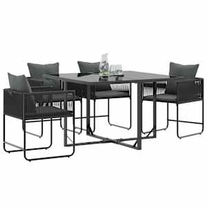 Židle s polštářem 4 pcs Černá a Antracit PE ratan - obrázek 3