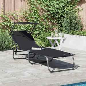 Zložljiv ležalnik Črna 190 x 57 x 81 cm oxford