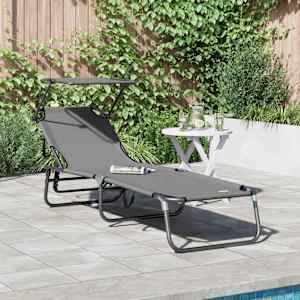 Zložljiv ležalnik Siva 190 x 57 x 81 cm oxford