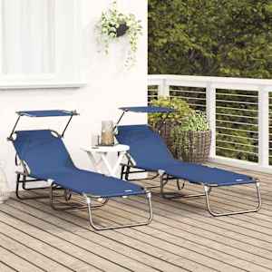 Skládací lehátko 2 pcs Modrá 190 x 57 x 81 cm oxford - obrázek 3