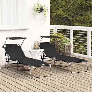 Skládací lehátko 2 pcs Černá 190 x 57 x 81 cm oxford - obrázek 3