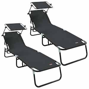 Skládací lehátko 2 pcs Černá 190 x 57 x 81 cm oxford - obrázek 2