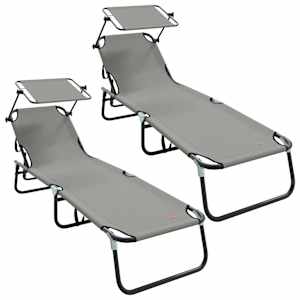 Skládací lehátko 2 pcs Šedá 190 x 57 x 81 cm oxford - obrázek 2