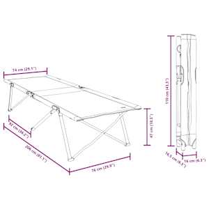 Skládací kempingová postel Modrá 206 x 76 x 74 cm Oxford a Ocel - obrázek 11