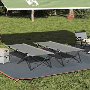 Skládací kempingová postel 2 pcs Šedá 206 x 76 x 74 cm - obrázek 1