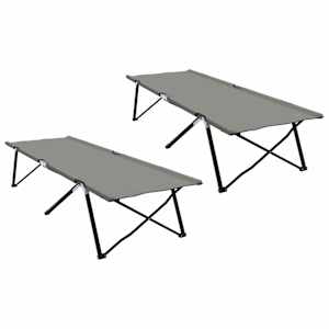 Skládací kempingová postel 2 pcs Šedá 206 x 76 x 74 cm - obrázek 2