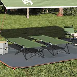 Skládací kempingová postel 2 pcs Zelená 206 x 76 x 74 cm - obrázek 1