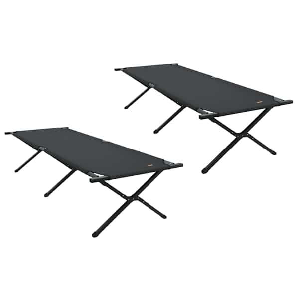 vidaXL Kokkupandav telkimise voodi 2 tk Must 210 x 80 x 46 cm
