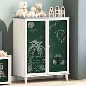 Kabinet z dvema vrati in chalkboard spredaj ROROS Siva in bela