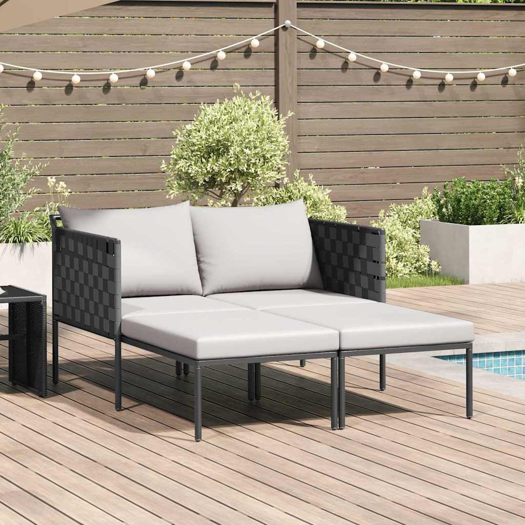 Шезлонг с възглавници за 2-ма Anthracite 115x153x69,5 см Стомана