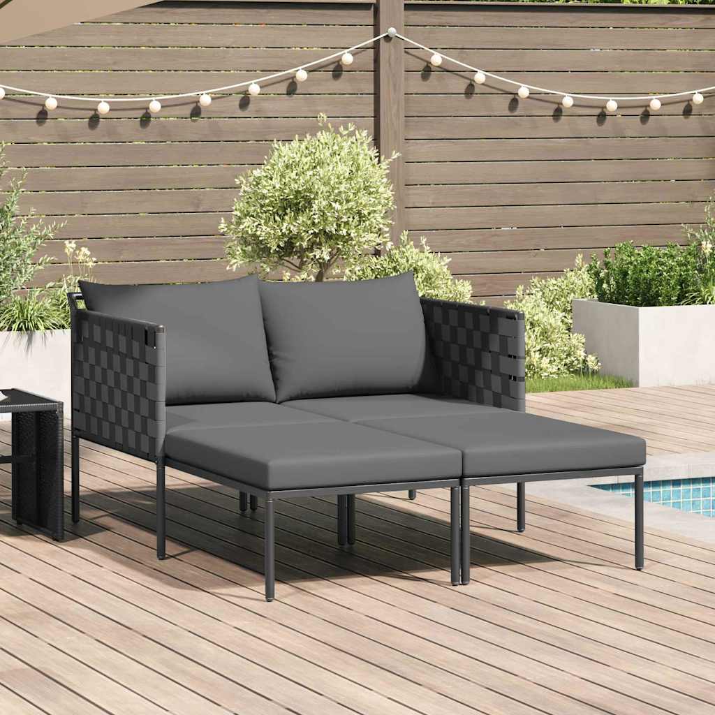 Lehátko s vankúšmi pre 2 osoby antracit 115x153x69,5 cm oceľ 42004135