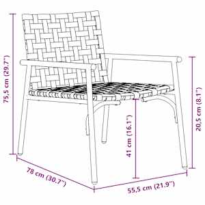Zahradní křeslo 2 pcs Hnědá 78 x 55,5 x 75,5 cm polyratan - obrázek 10