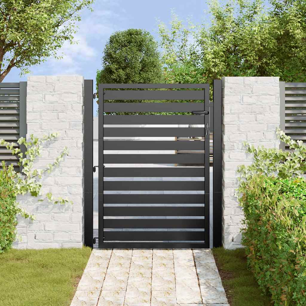vidaXL Poarta de gradina incuiabil neagra 100x120 cm aluminiu