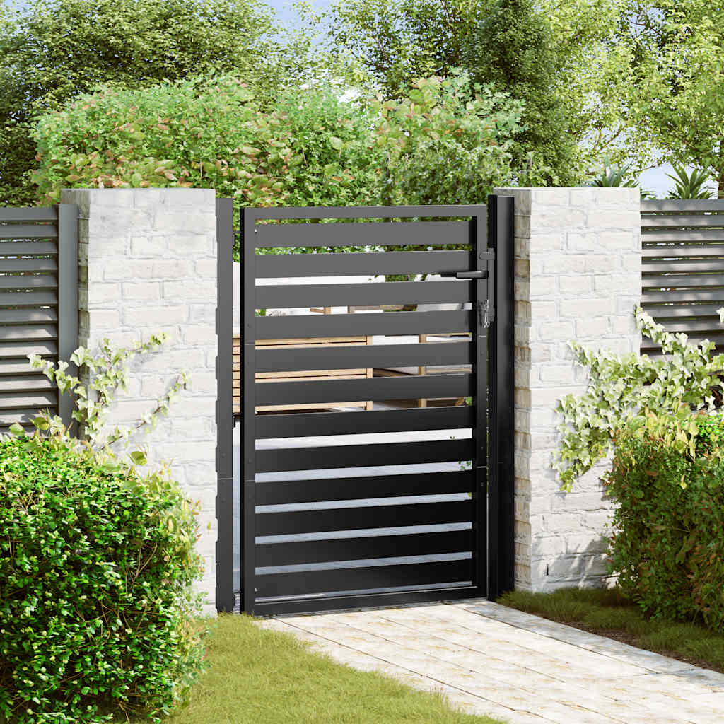 vidaXL Poarta de gradina incuiabil neagra 100x120 cm aluminiu