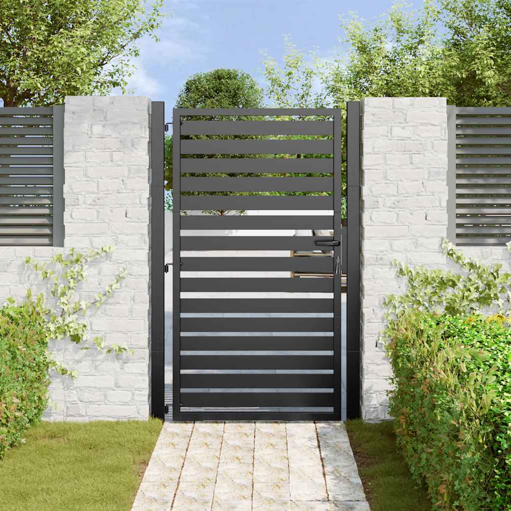 vidaXL Tuinpoort afsluitbaar 100x150 cm aluminium zwart afbeelding