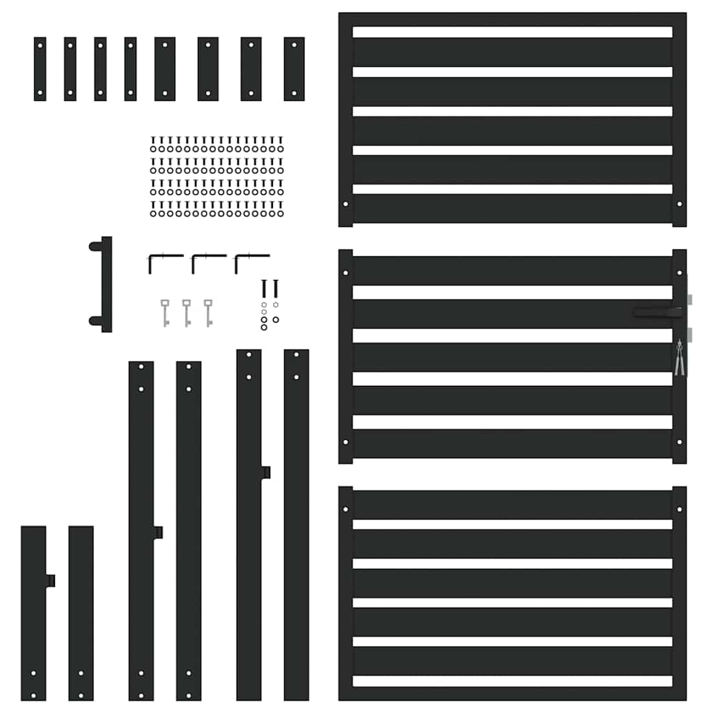 Patio Gate Lockable Black 39.4x59.1" Aluminium vidaXL