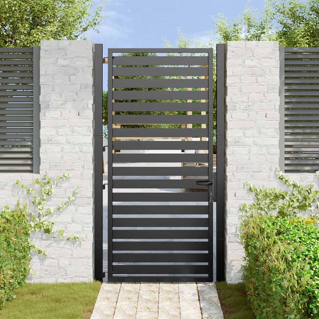 vidaXL Poarta de gradina incuiata neagra 100x180 cm aluminiu
