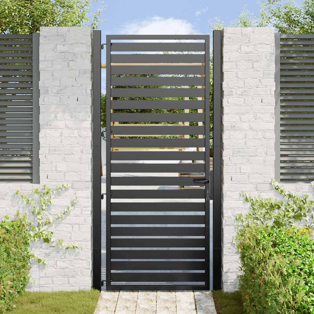 vidaXL Poarta de gradina incuiata neagra 100x200 cm aluminiu