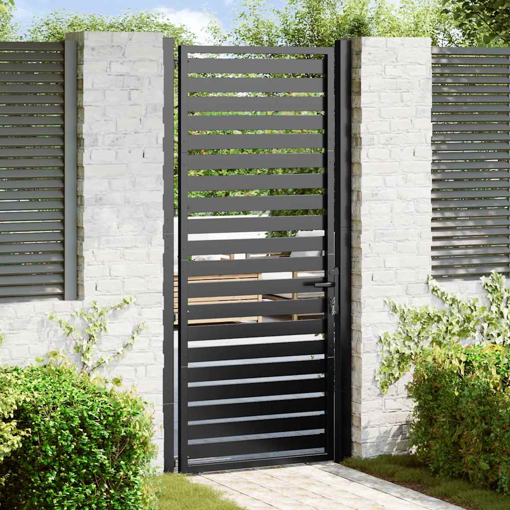 Cancello In Acciaio Per Giardino 105x100 Cm | Con Serratura E 7 Chiavi | Apertura 180° | Nero | Facile Da Montare