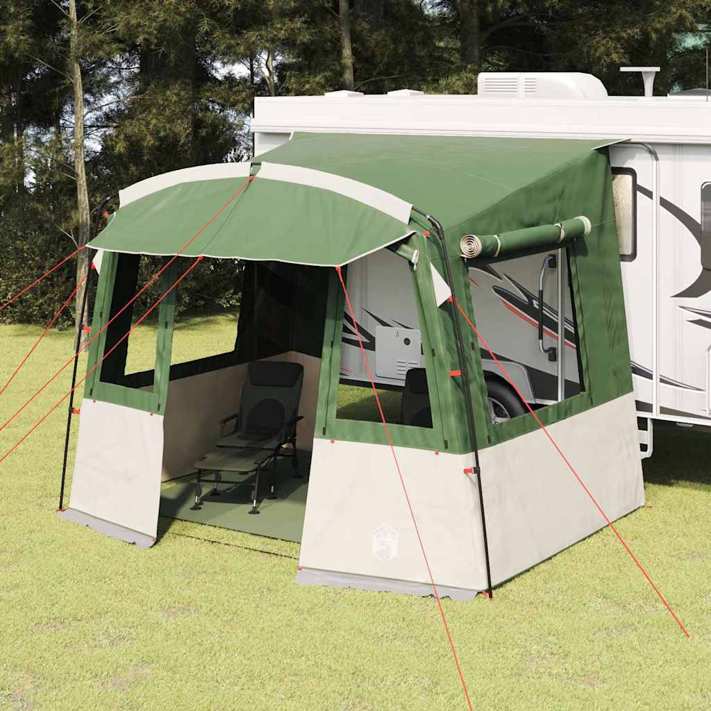 vidaXL Cort de spate pentru Caravană Verde 352 x 250 x 240 cm