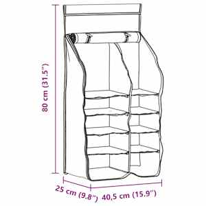 Závěsný organizér na stan 10 kapes Černá 40,5 x 25 x 80 cm - obrázek 13