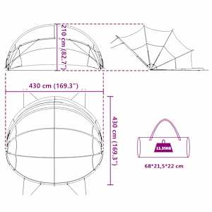Bazénový dóm 430 x 430 x 210 cm 185T polyester s PU vrstvou - obrázek 15