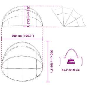 Bazénový dóm 500 x 500 x 236 cm 185T polyester s PU vrstvou - obrázek 15